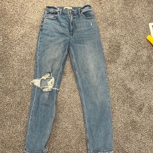 Abercrombie 90s ultra high rise straight jeans, size 28, light destroyed